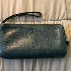 Coach Forest Green Leather Wristlet